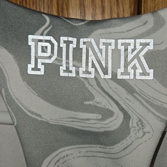 White Gray Marble Lace-Up Bralette Sports Bra Pink Victorias Secret Small Women - Picture 9 of 16